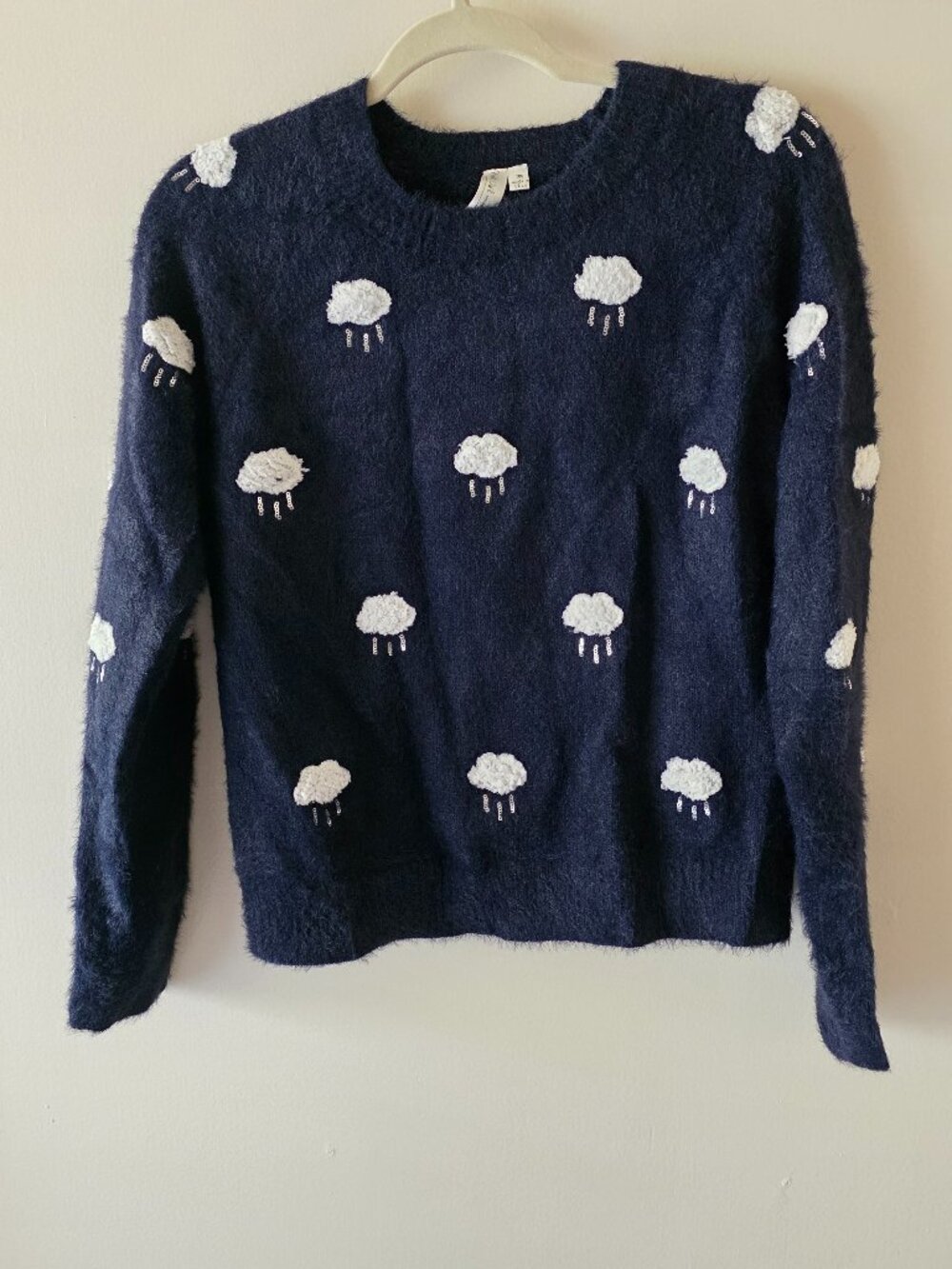 Beautiful Fuzzy Navy Cloud Sweater Size Medium